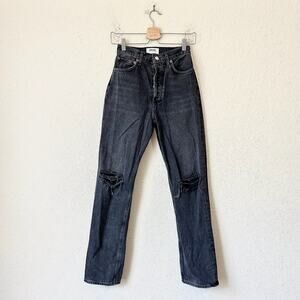 AGOLDE 90s Pinch Waist Jeans Charcoal High Rise Straight Distressed
